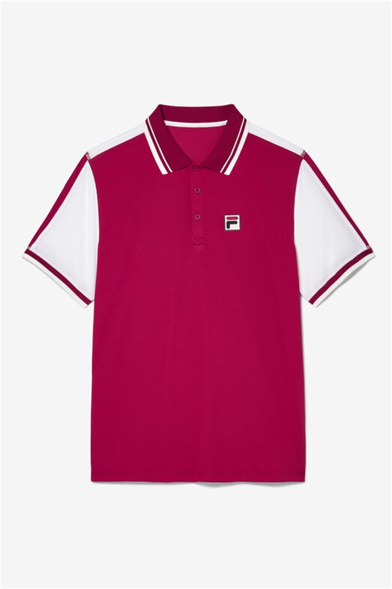 Red / White Men\'s Fila La Finale Short Sleeve Polo Shirts | Saudi Arabia-345926