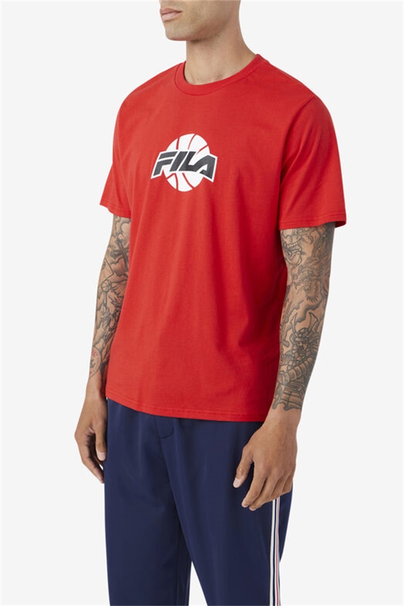 Red / White / Black Men's Fila Nomi Tee | Saudi Arabia-653704