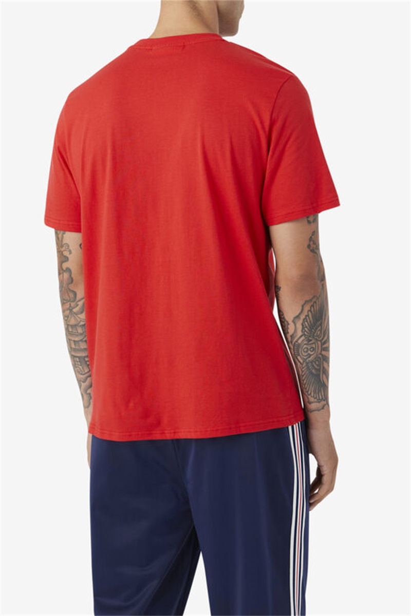 Red / White / Black Men's Fila Nomi Tee | Saudi Arabia-653704