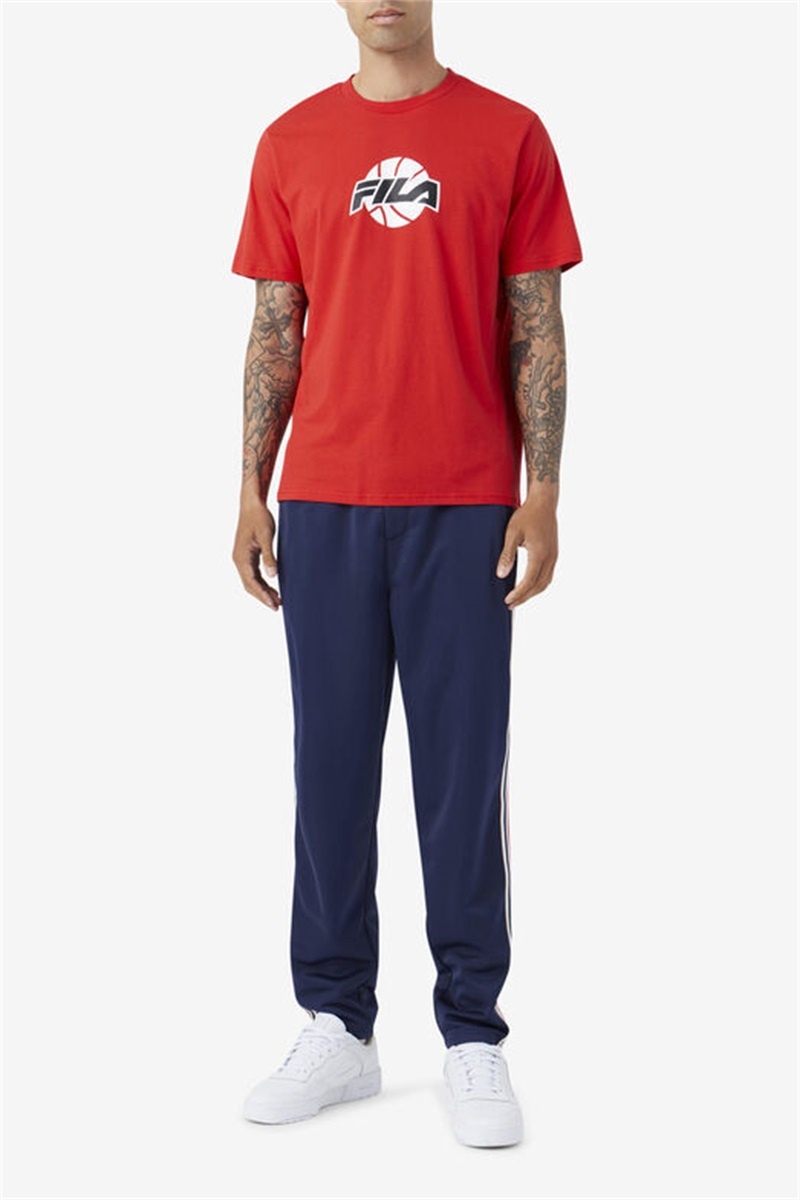 Red / White / Black Men's Fila Nomi Tee | Saudi Arabia-653704