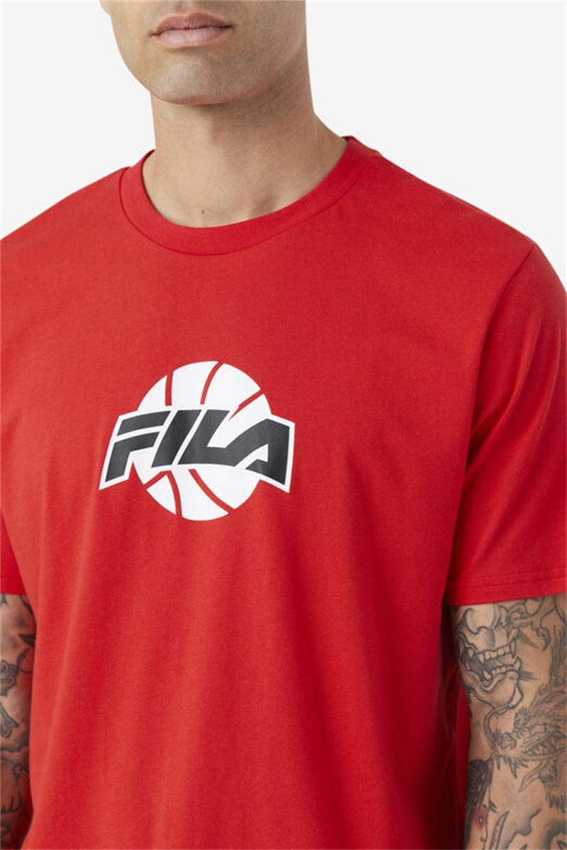 Red / White / Black Men's Fila Nomi Tee | Saudi Arabia-653704