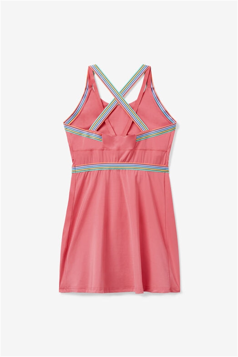 Rose Women's Fila Cross Court Cross Back Dress | Saudi Arabia-547820