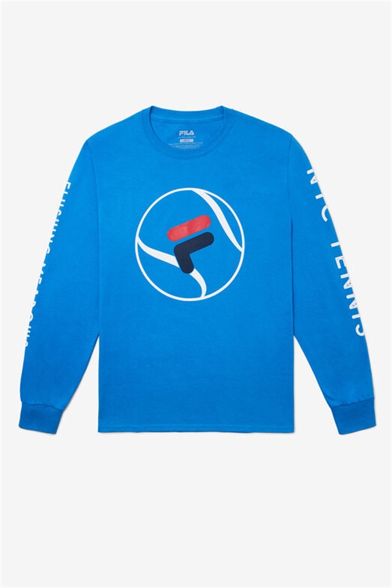Royal Blue Men\'s Fila Nyc Long Sleeve Tee | Saudi Arabia-712493