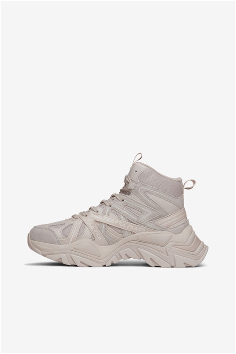 Silver Grey / White Brown / Metal Silver Women's Fila Electrove 2 High Sneakers | Saudi Arabia-419368
