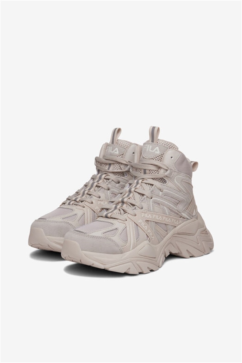 Silver Grey / White Brown / Metal Silver Women's Fila Electrove 2 High Sneakers | Saudi Arabia-419368