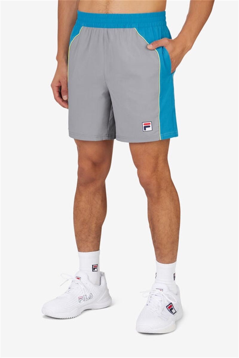 Silver / Light Green Men's Fila Backspin Color Block Shorts | Saudi Arabia-395172