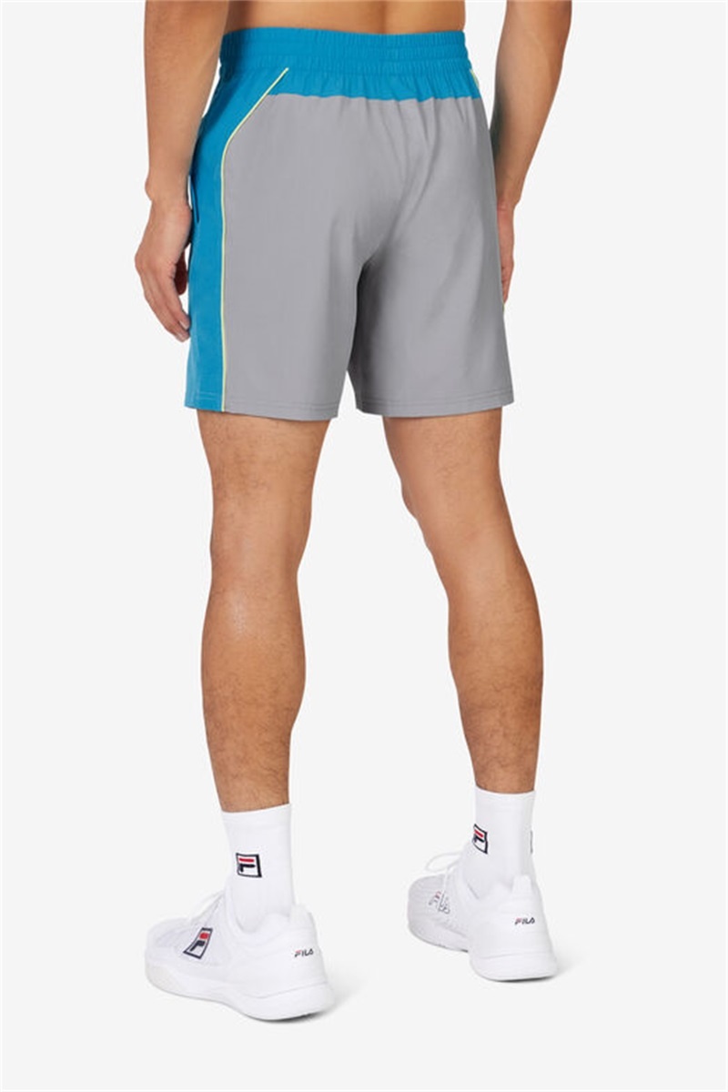 Silver / Light Green Men's Fila Backspin Color Block Shorts | Saudi Arabia-395172