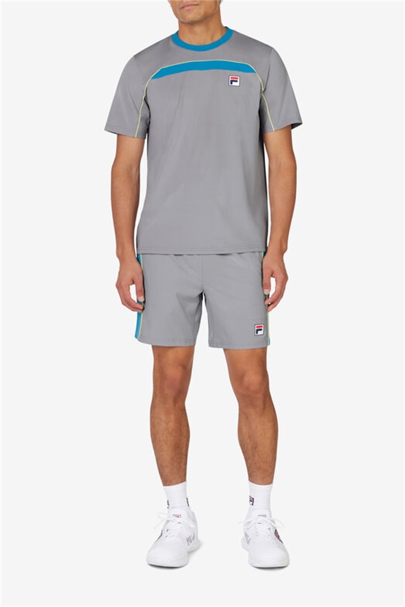 Silver / Light Green Men's Fila Backspin Color Block Shorts | Saudi Arabia-395172