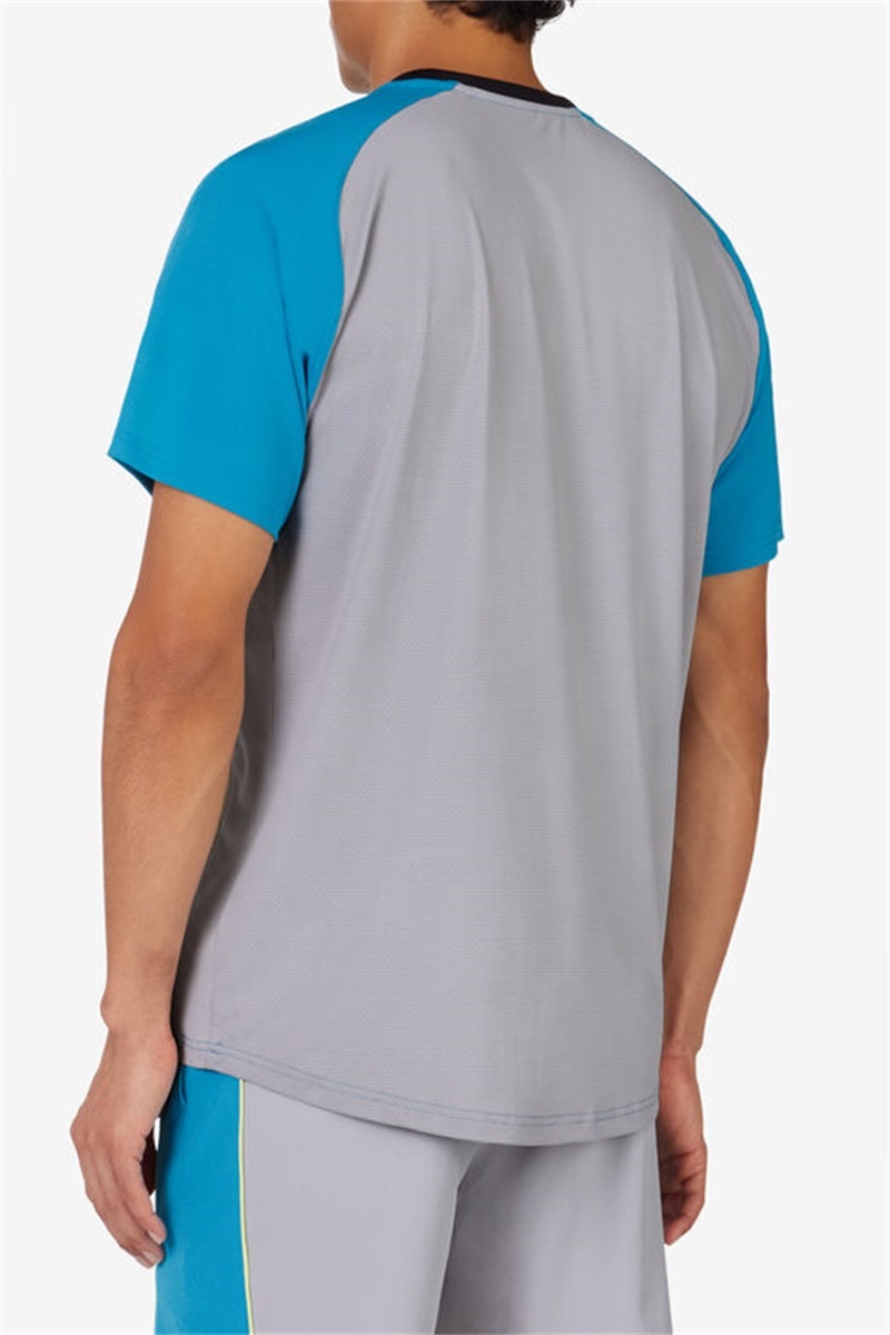 Silver / Light Green Men's Fila Backspin Short Sleeve Crew Shirts | Saudi Arabia-186307
