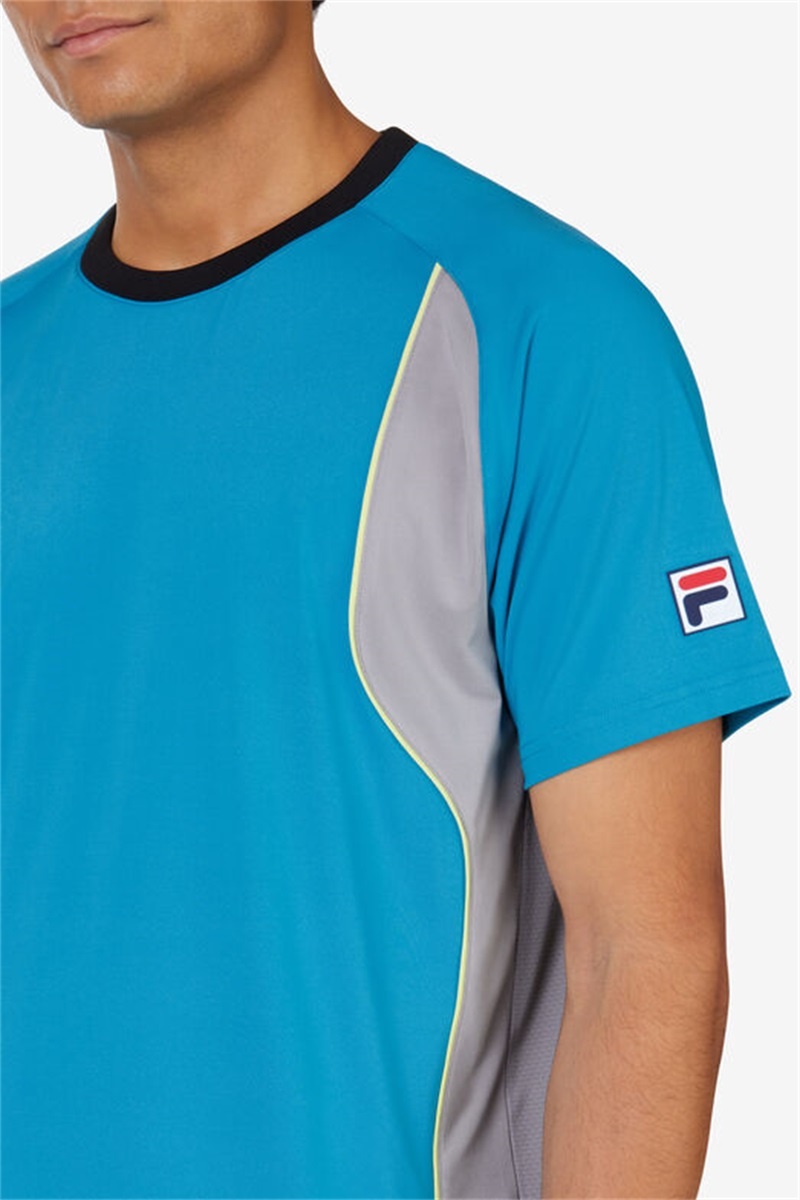 Silver / Light Green Men's Fila Backspin Short Sleeve Crew Shirts | Saudi Arabia-186307