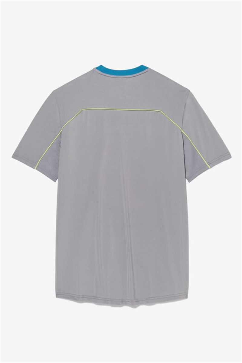 Silver / Light Green Men's Fila Backspin Short Sleeve Tops | Saudi Arabia-370698