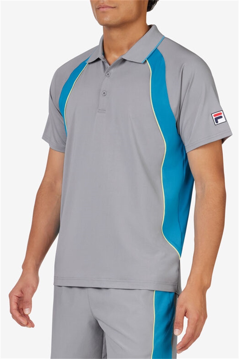 Silver / Light Green Men's Fila Backspin Short Sleeve Polo Shirts | Saudi Arabia-892375