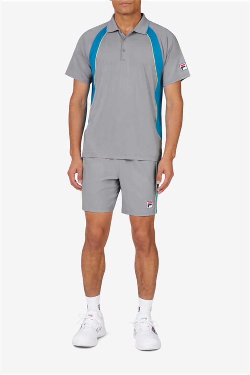 Silver / Light Green Men's Fila Backspin Short Sleeve Polo Shirts | Saudi Arabia-892375