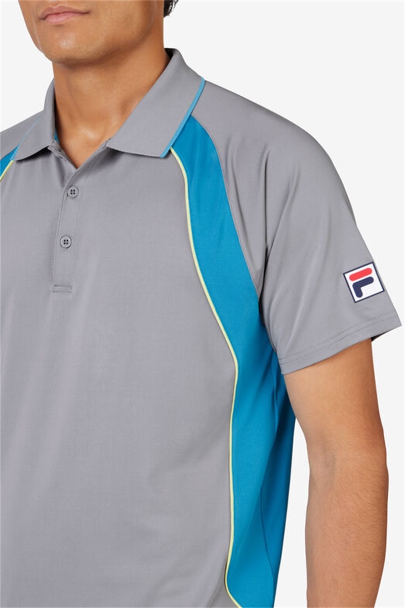 Silver / Light Green Men's Fila Backspin Short Sleeve Polo Shirts | Saudi Arabia-892375