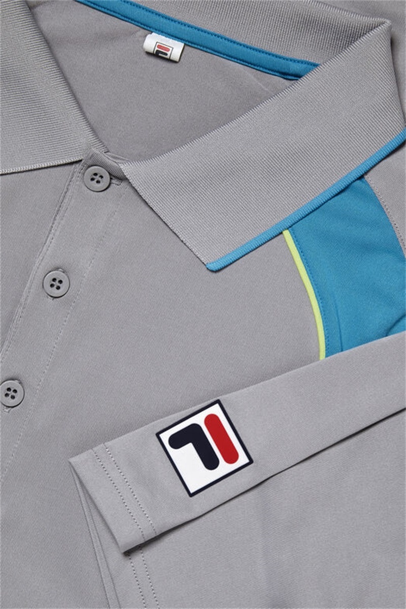Silver / Light Green Men's Fila Backspin Short Sleeve Polo Shirts | Saudi Arabia-892375