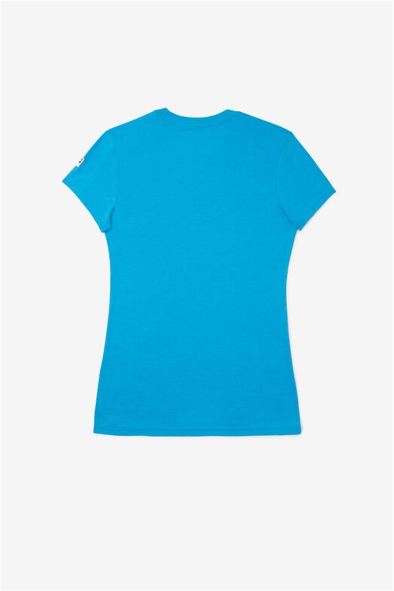 Turquoise Women's Fila Nyc Shimmer Tee | Saudi Arabia-247381
