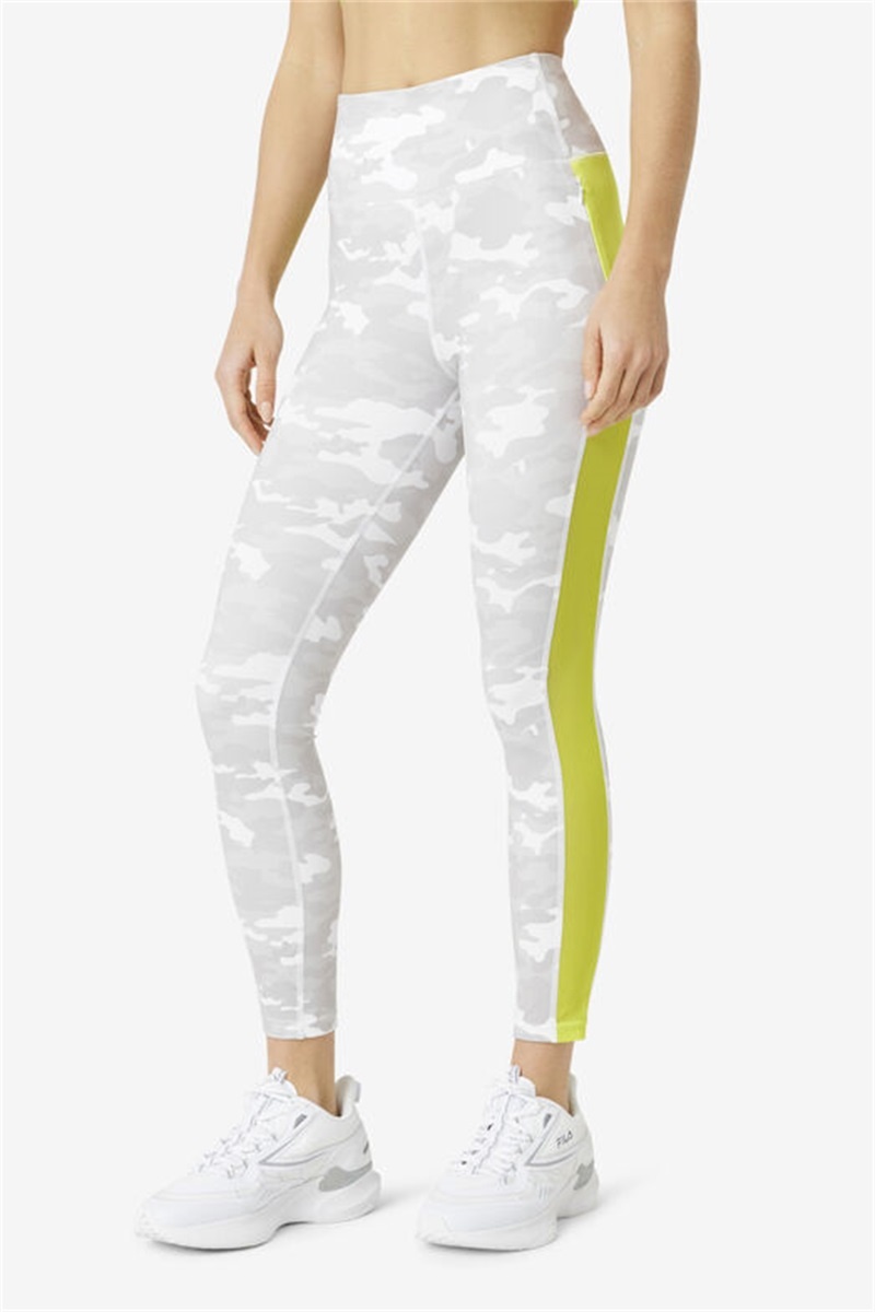 White Camo Women's Fila Forza Contrast 7/8 Leggings | Saudi Arabia-425971
