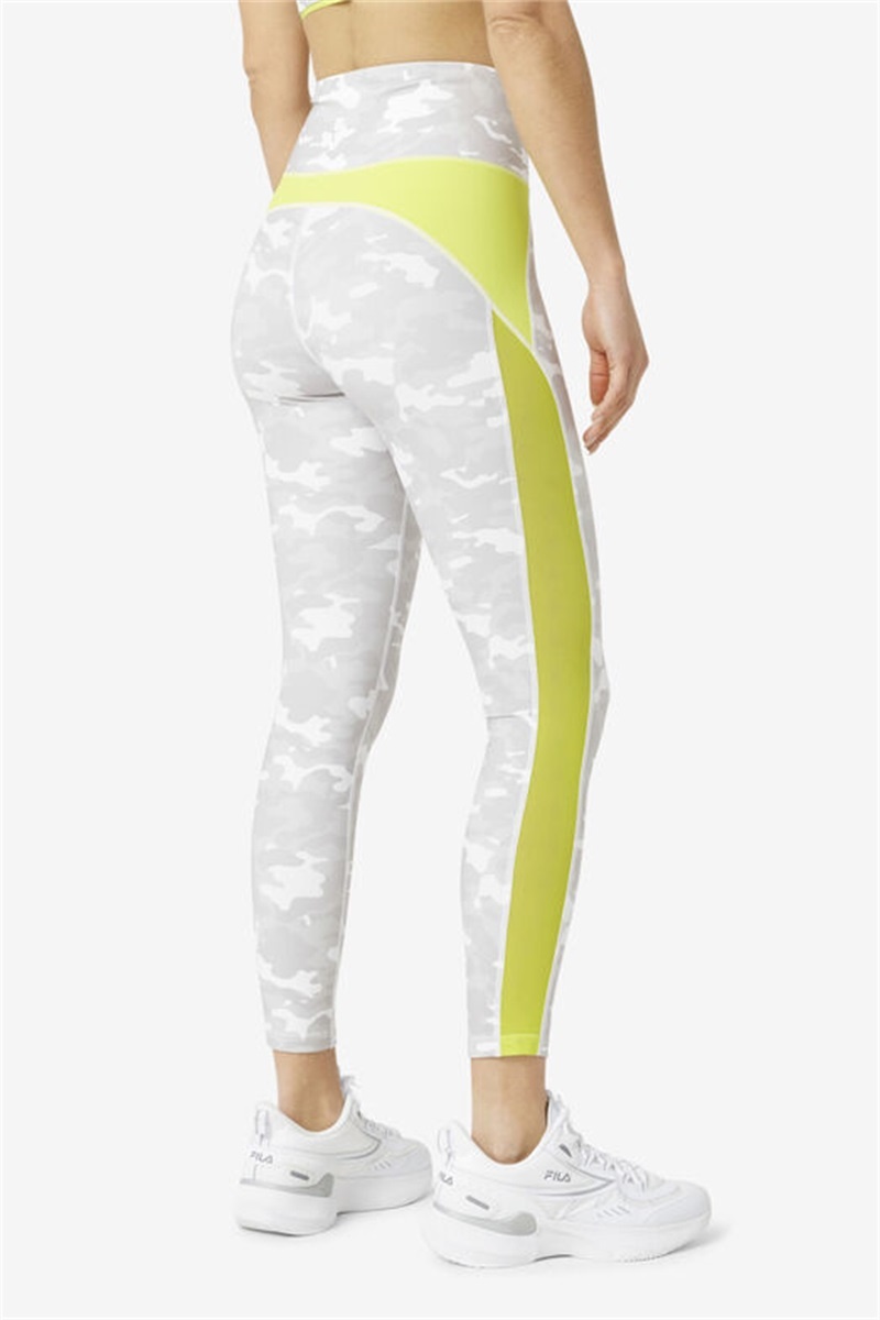 White Camo Women's Fila Forza Contrast 7/8 Leggings | Saudi Arabia-425971