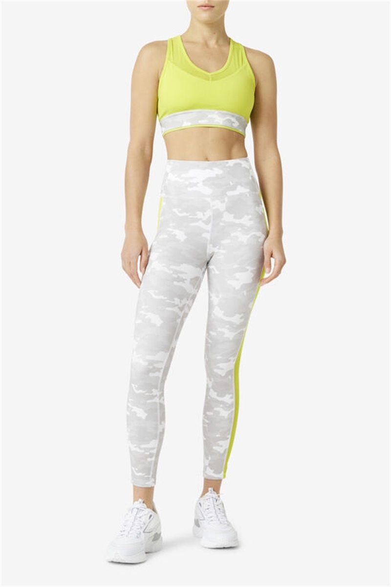 White Camo Women's Fila Forza Contrast 7/8 Leggings | Saudi Arabia-425971