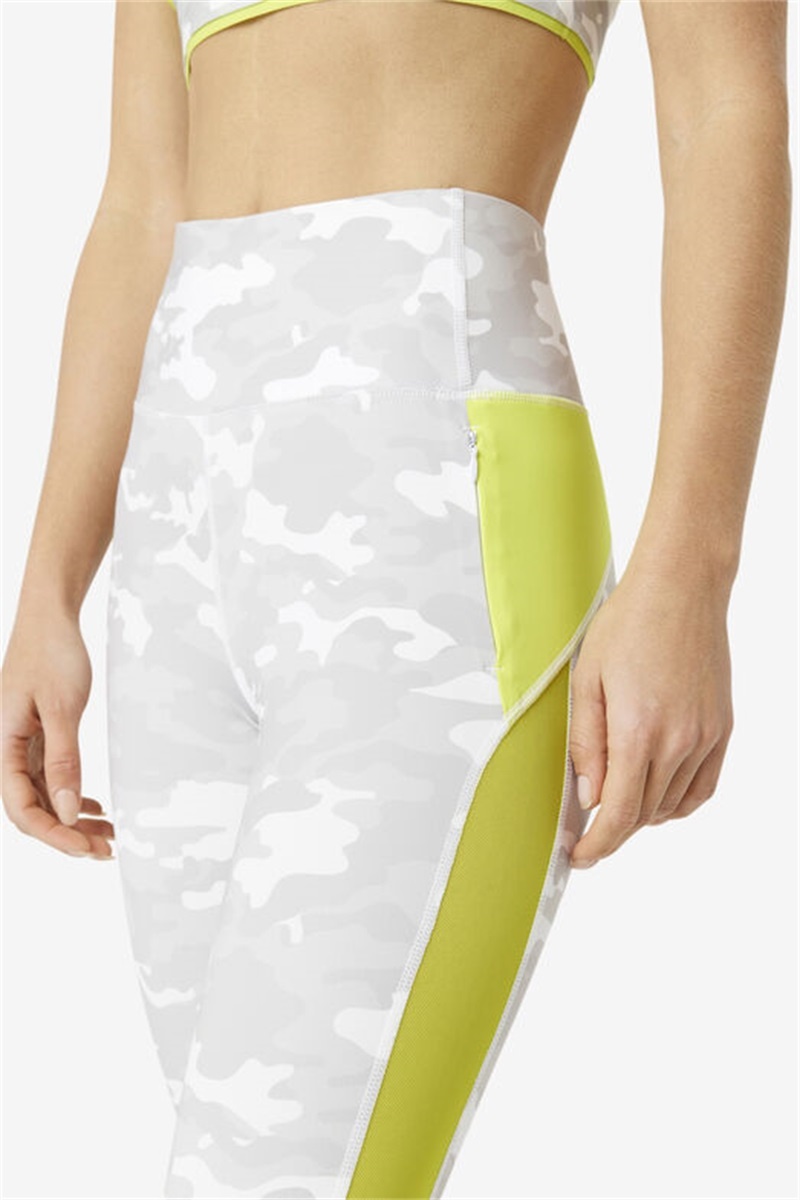 White Camo Women's Fila Forza Contrast 7/8 Leggings | Saudi Arabia-425971