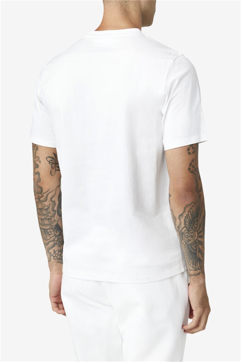 White Men's Fila Derion Tee | Saudi Arabia-904365