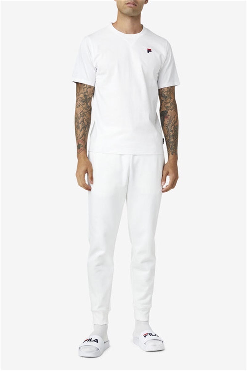White Men's Fila Derion Tee | Saudi Arabia-904365