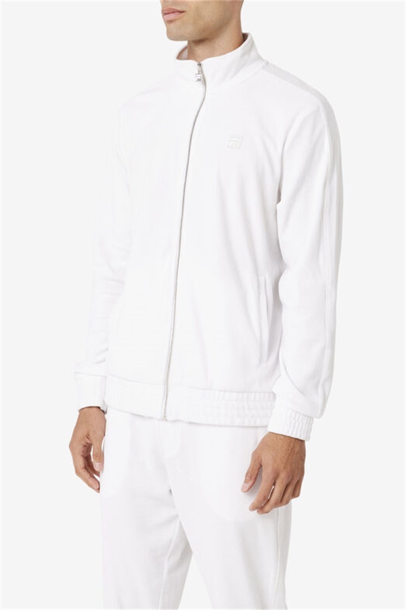 White Men's Fila Deverall Velour Jackets | Saudi Arabia-073985