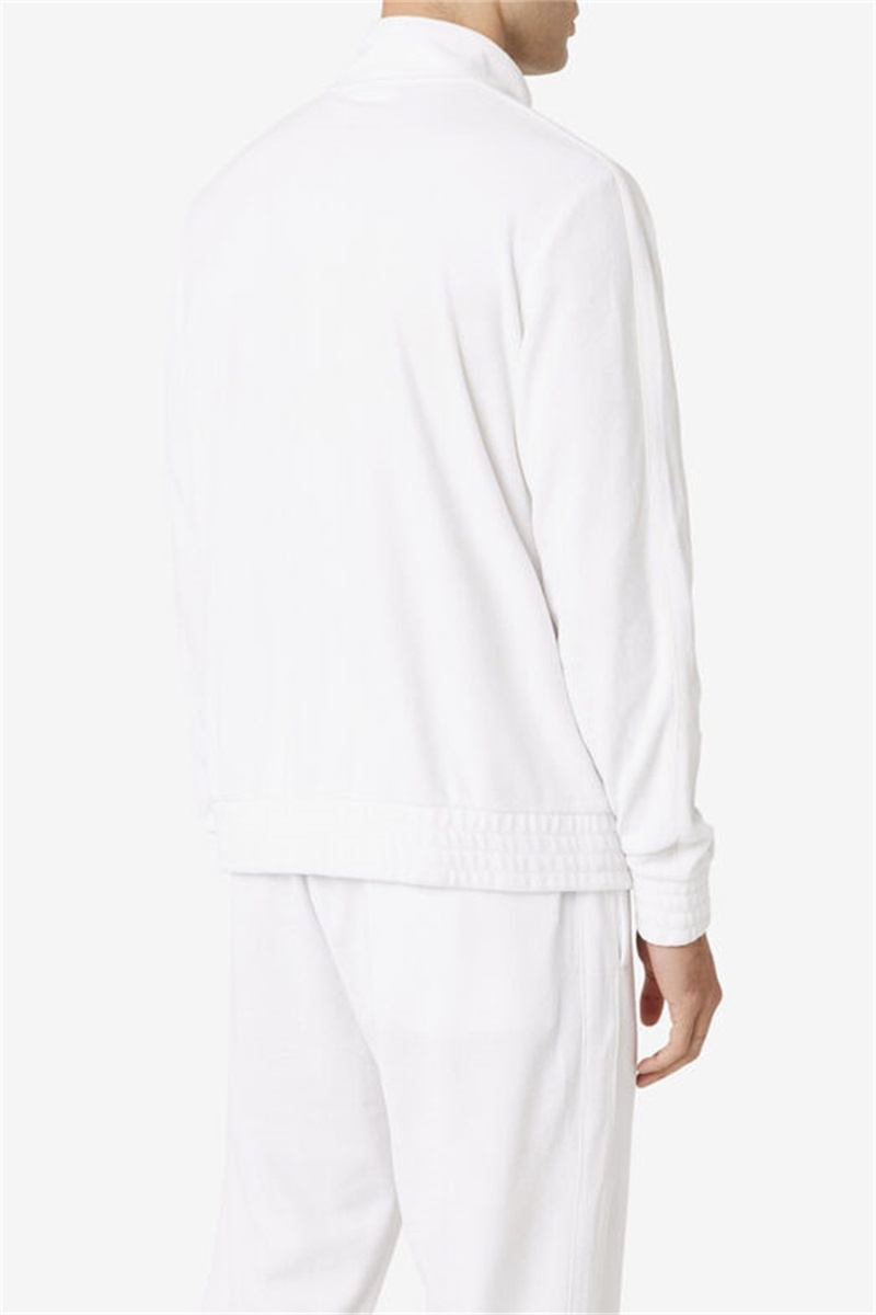 White Men's Fila Deverall Velour Jackets | Saudi Arabia-073985