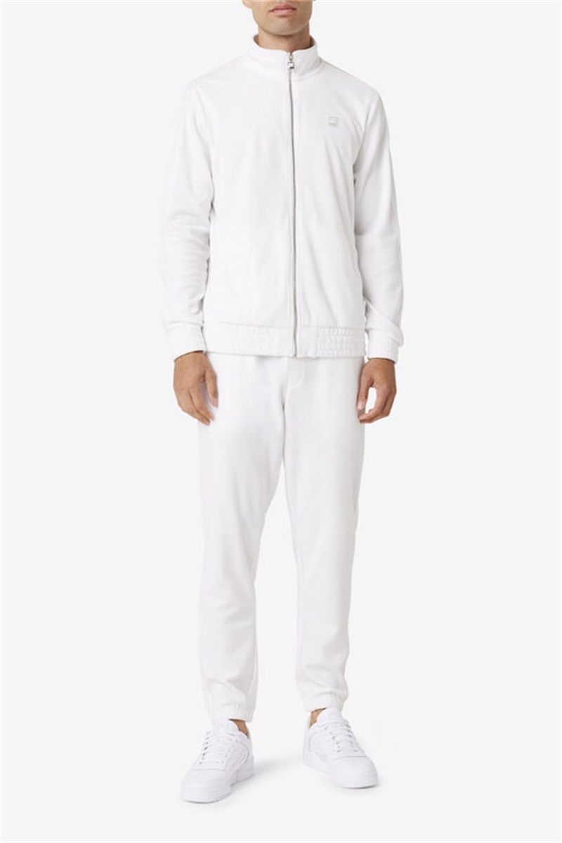 White Men's Fila Deverall Velour Jackets | Saudi Arabia-073985
