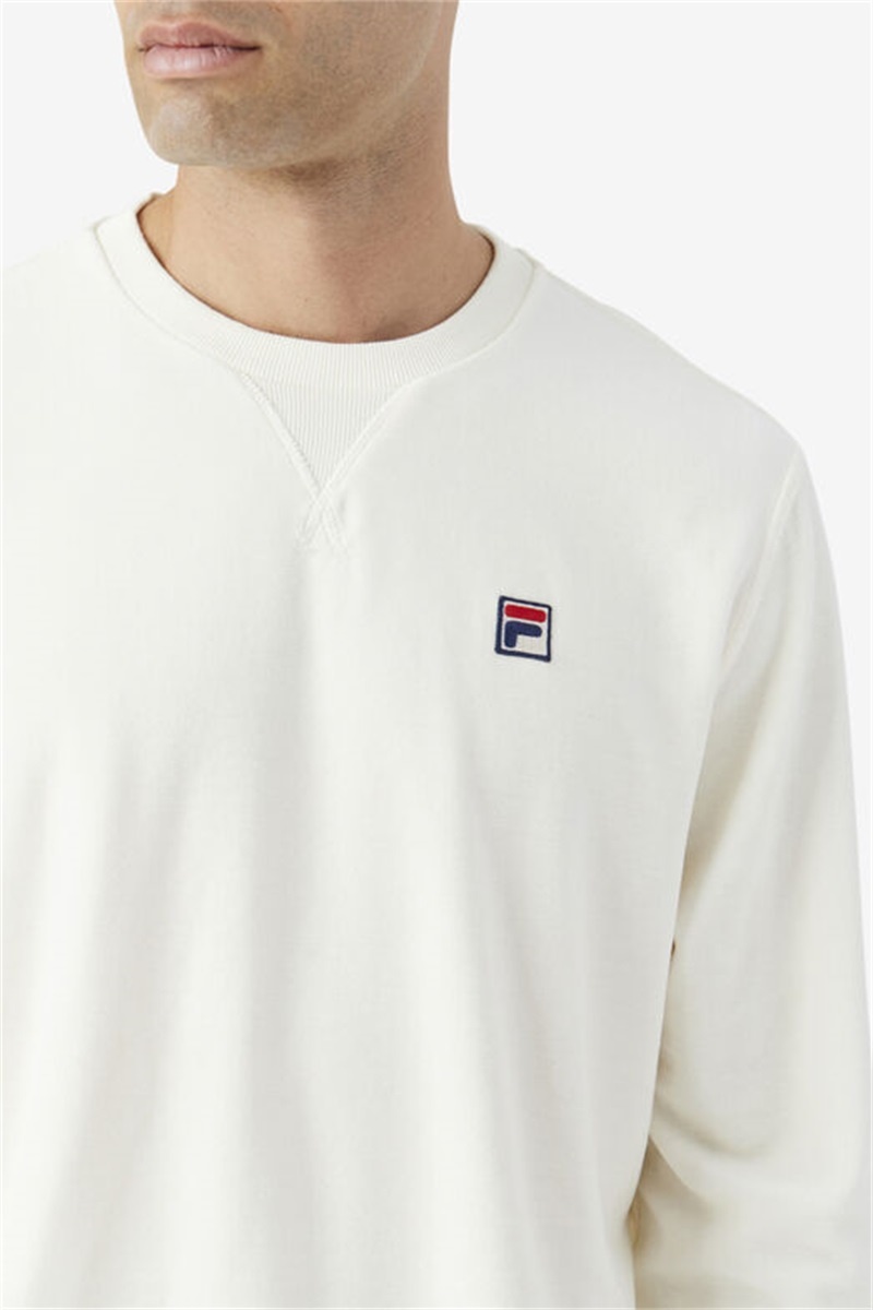 White Men's Fila Earl Velour Crew Tops | Saudi Arabia-917504