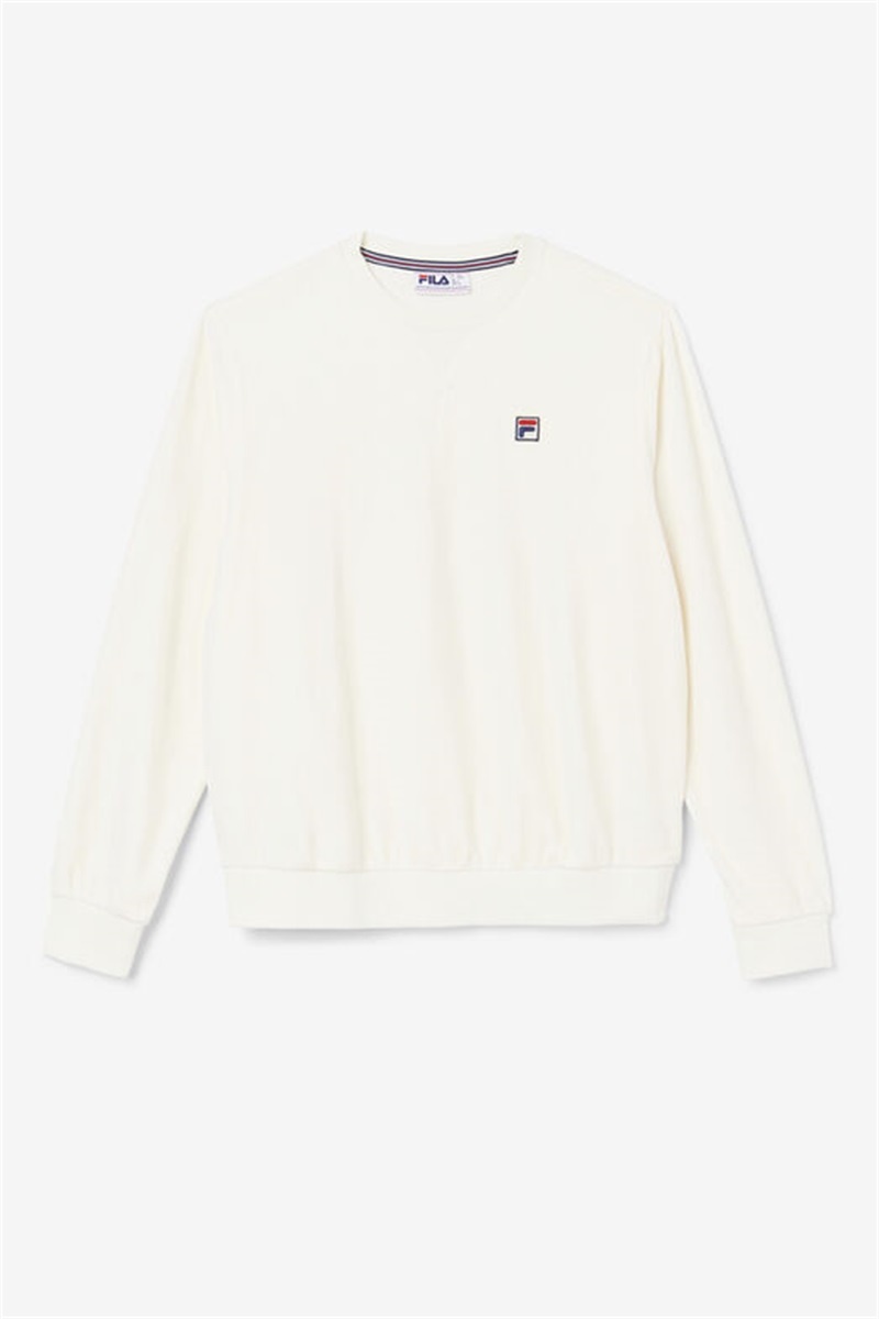 White Men\'s Fila Earl Velour Crew Tops | Saudi Arabia-917504