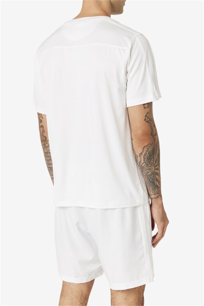 White Men's Fila Essentials Heather Mesh Crew Shirts | Saudi Arabia-235904