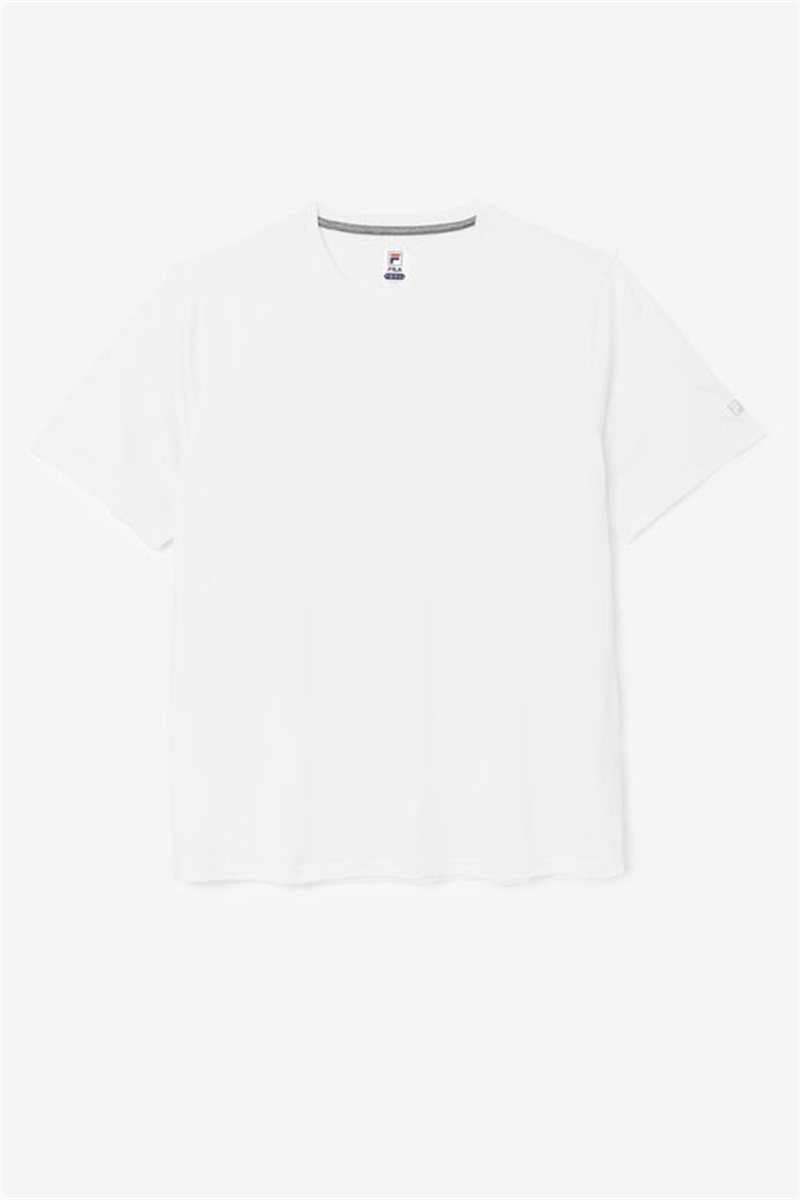 White Men\'s Fila Essentials Heather Mesh Crew Shirts | Saudi Arabia-235904