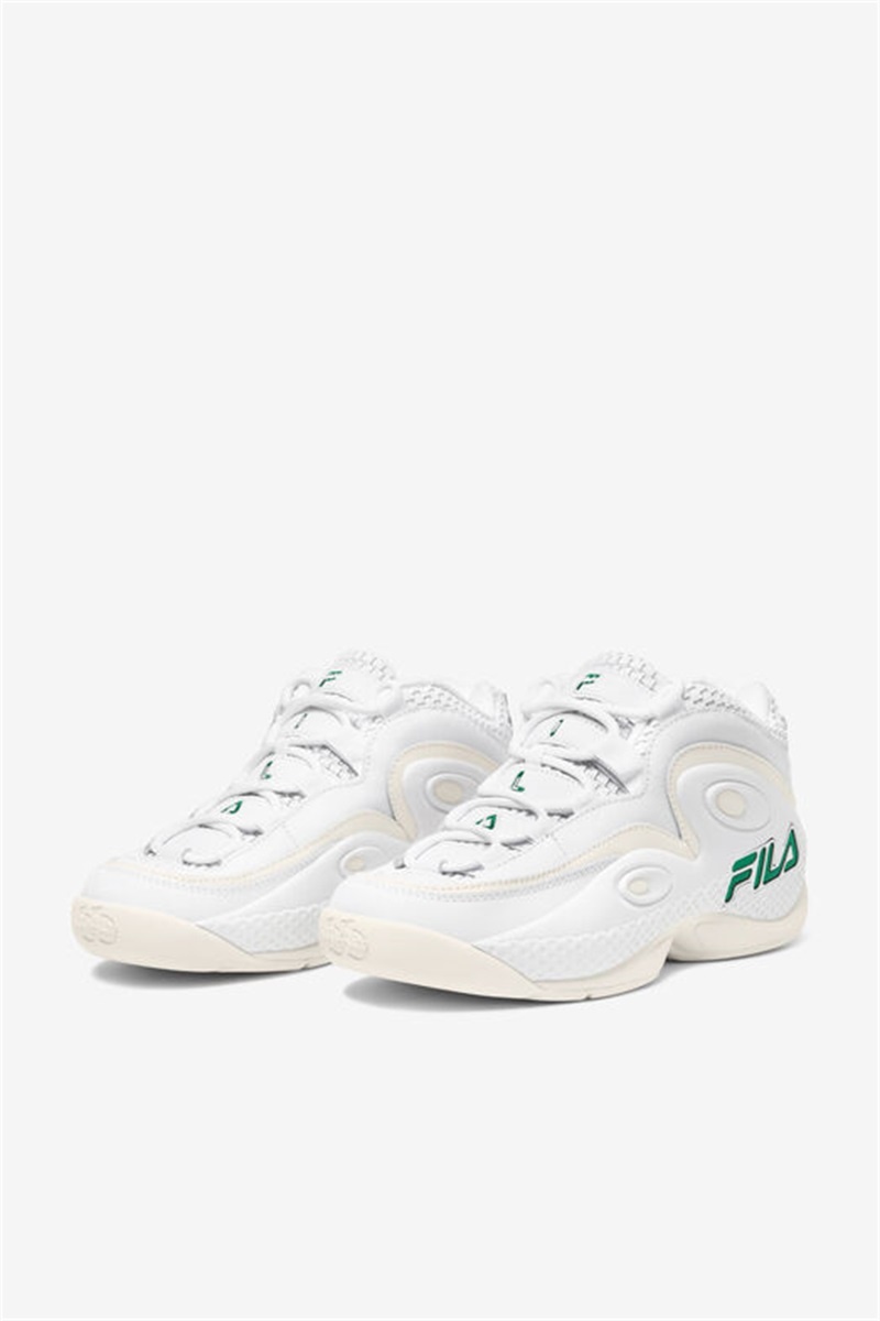 White Men's Fila Grant Hill 3 Woven Sneakers | Saudi Arabia-135046