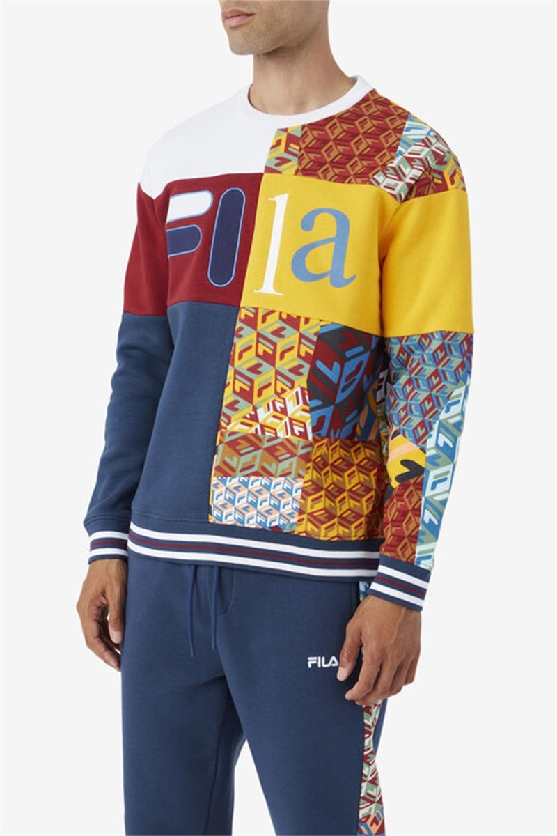 White Men's Fila Hansi Sweatshirts | Saudi Arabia-538062