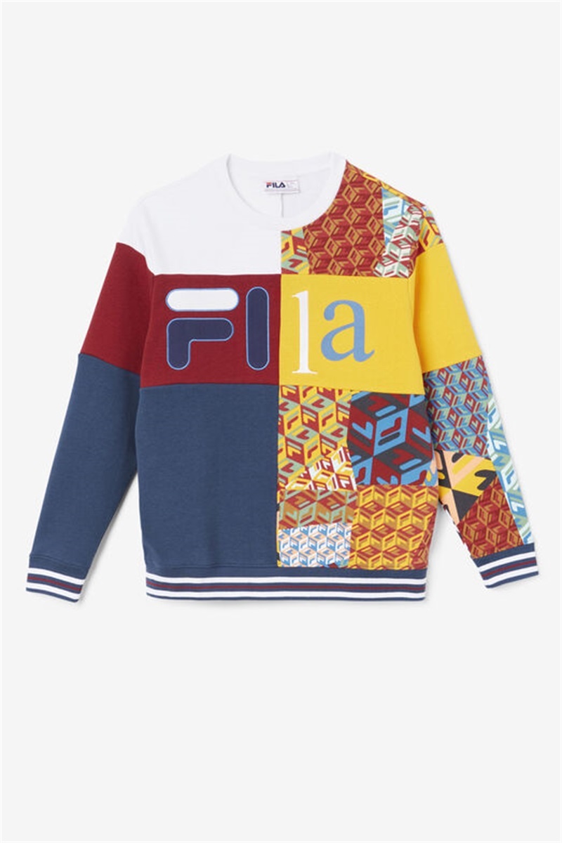 White Men\'s Fila Hansi Sweatshirts | Saudi Arabia-538062