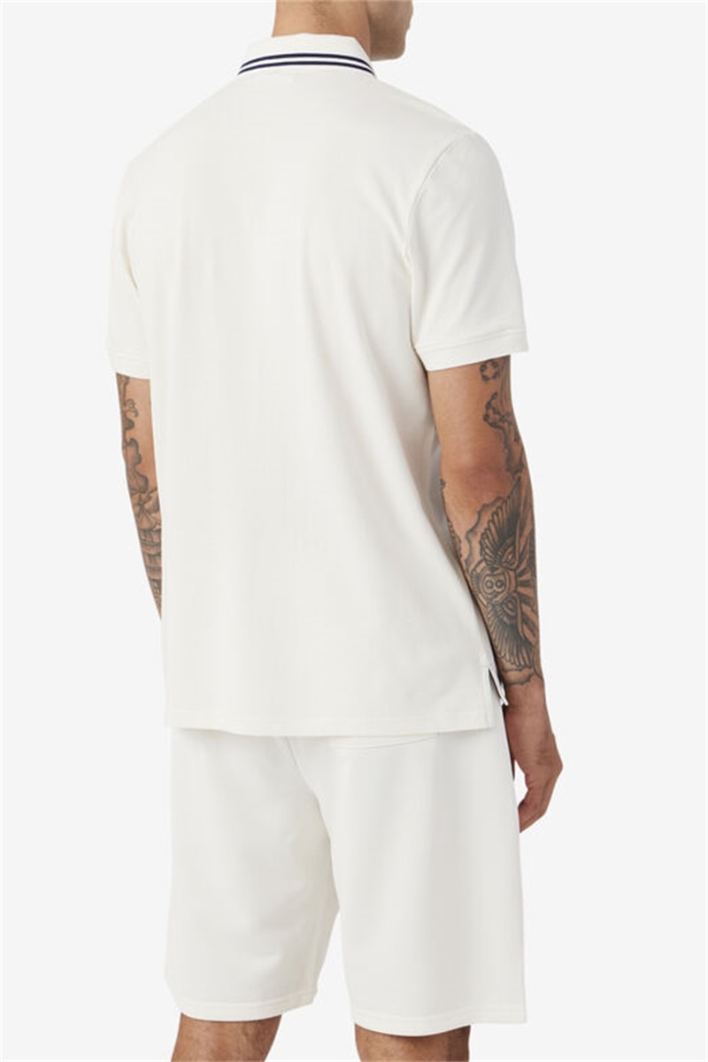 White Men's Fila Jelen Polo Shirts | Saudi Arabia-138507