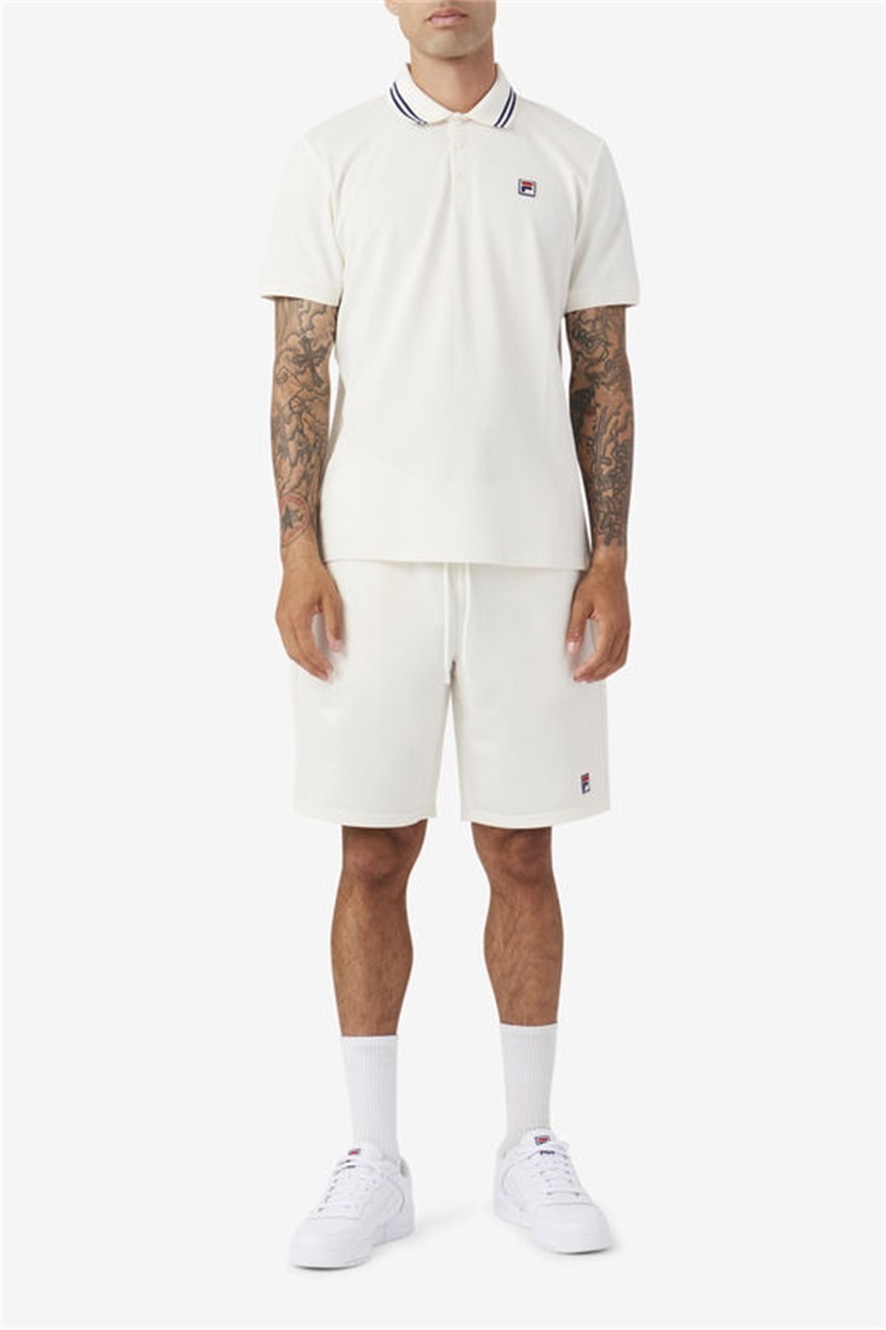 White Men's Fila Jelen Polo Shirts | Saudi Arabia-138507