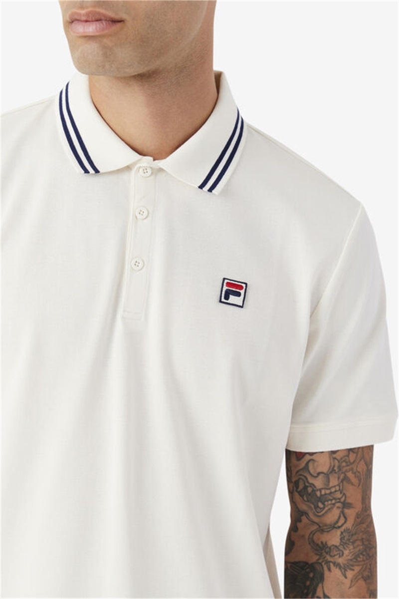 White Men's Fila Jelen Polo Shirts | Saudi Arabia-138507