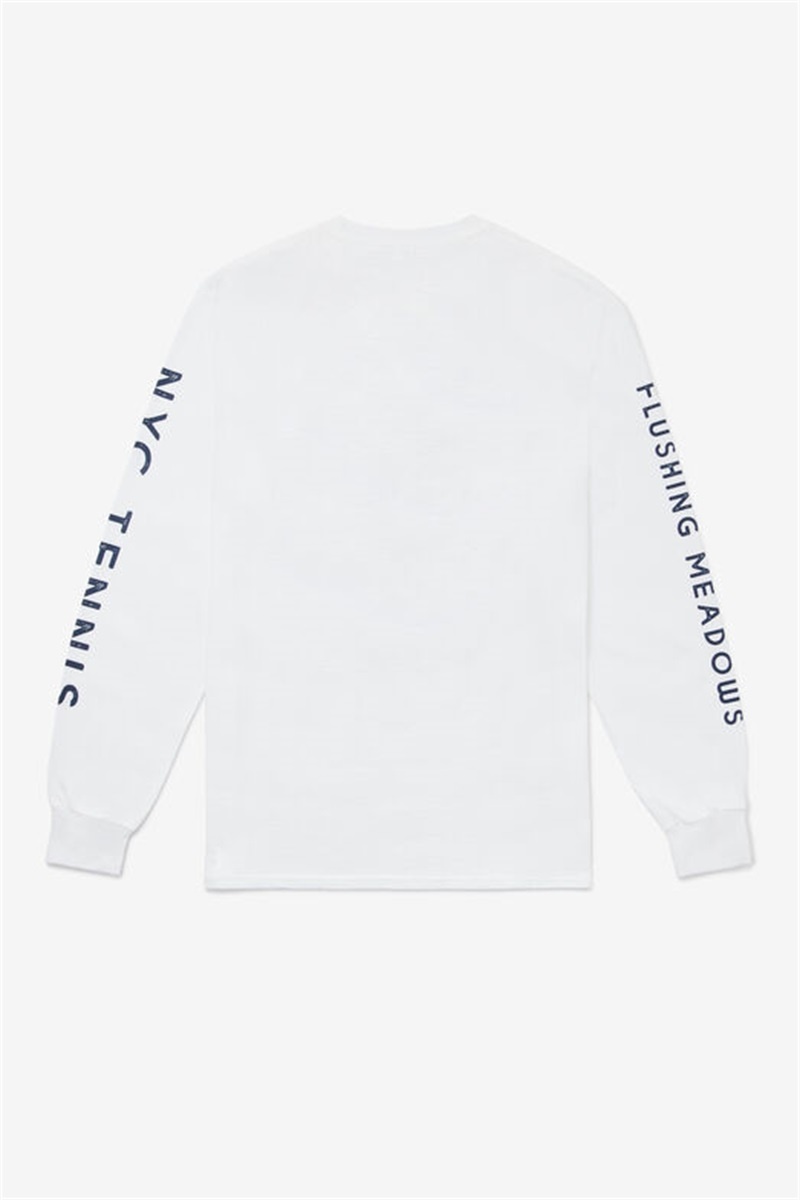 White Men's Fila Nyc Long Sleeve Tee | Saudi Arabia-584706
