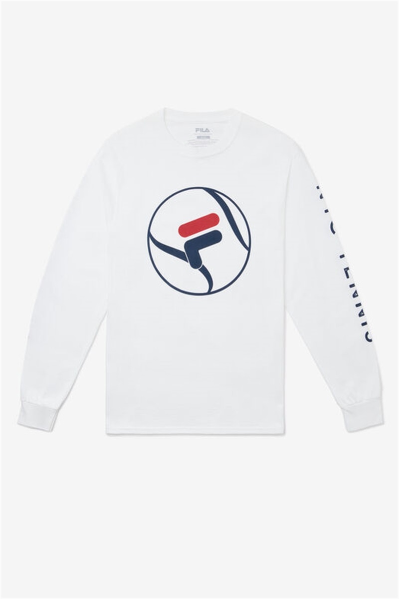 White Men\'s Fila Nyc Long Sleeve Tee | Saudi Arabia-584706