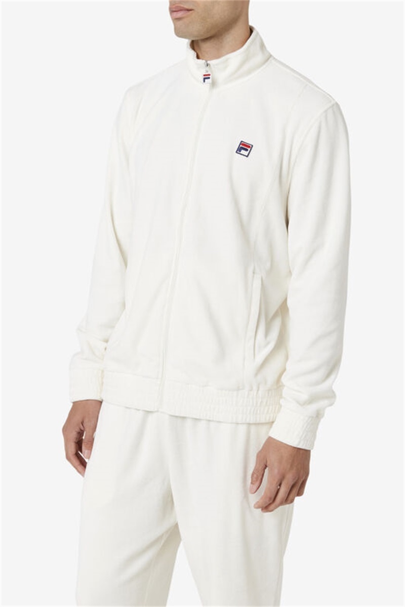 White Men's Fila O-Fit Velour Jackets | Saudi Arabia-257048