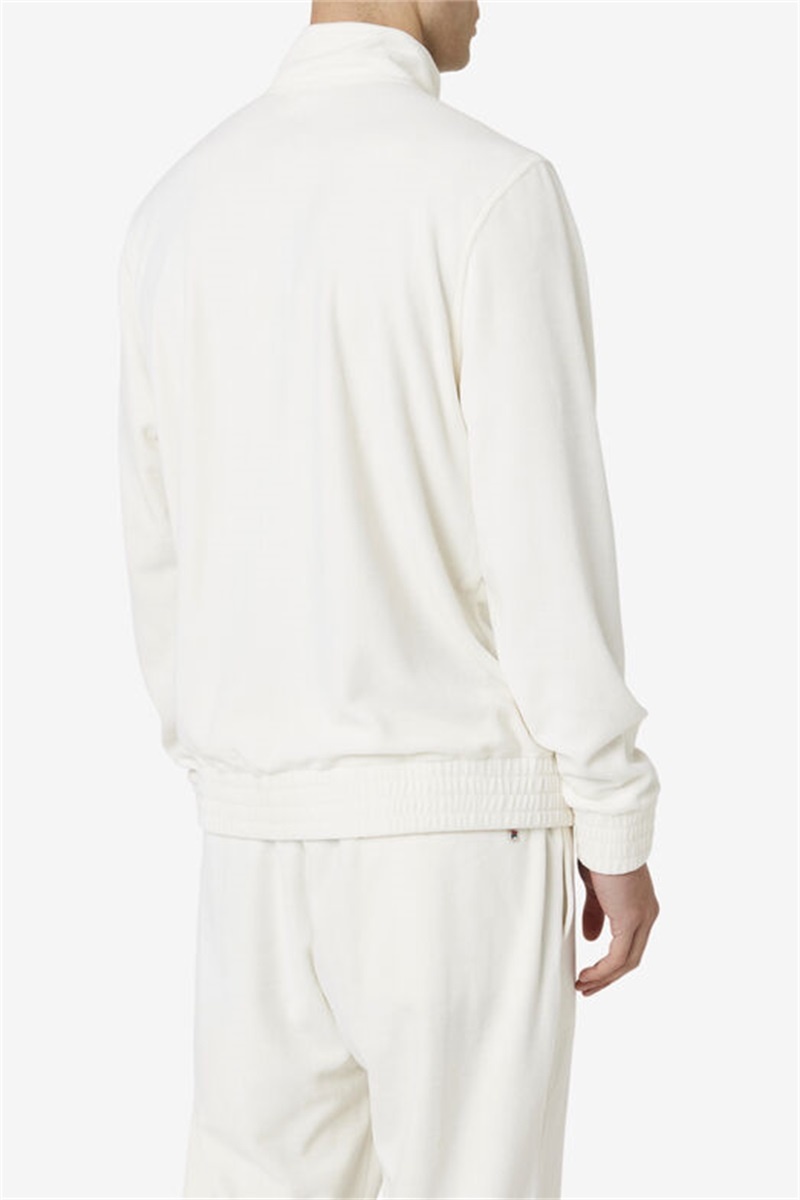 White Men's Fila O-Fit Velour Jackets | Saudi Arabia-257048