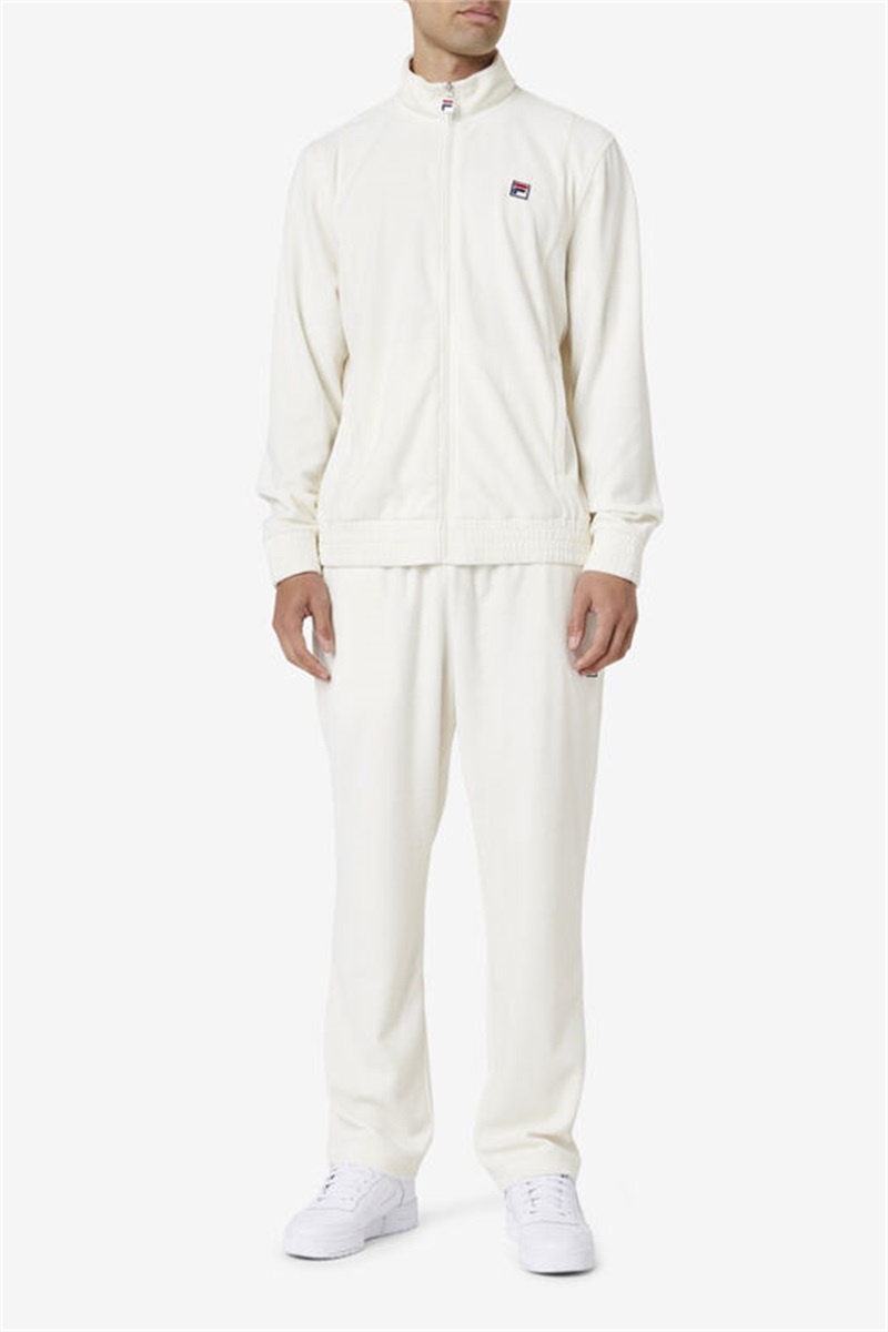 White Men's Fila O-Fit Velour Jackets | Saudi Arabia-257048
