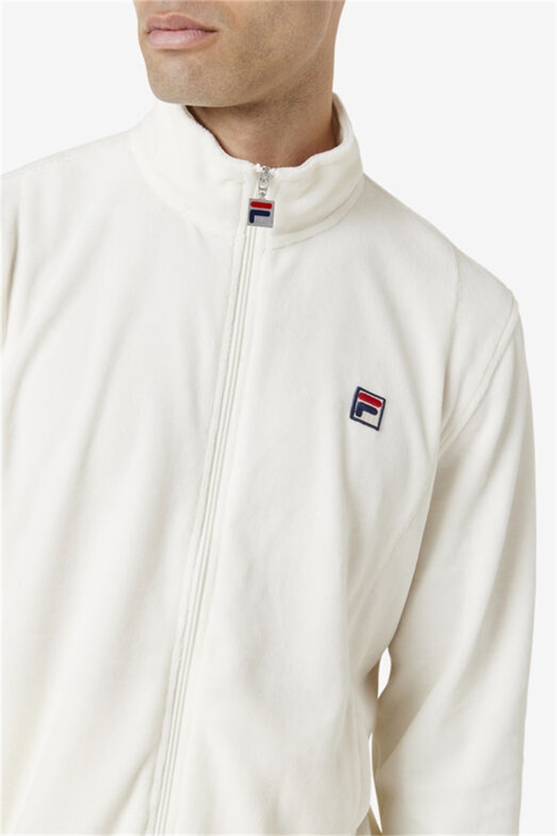 White Men's Fila O-Fit Velour Jackets | Saudi Arabia-257048