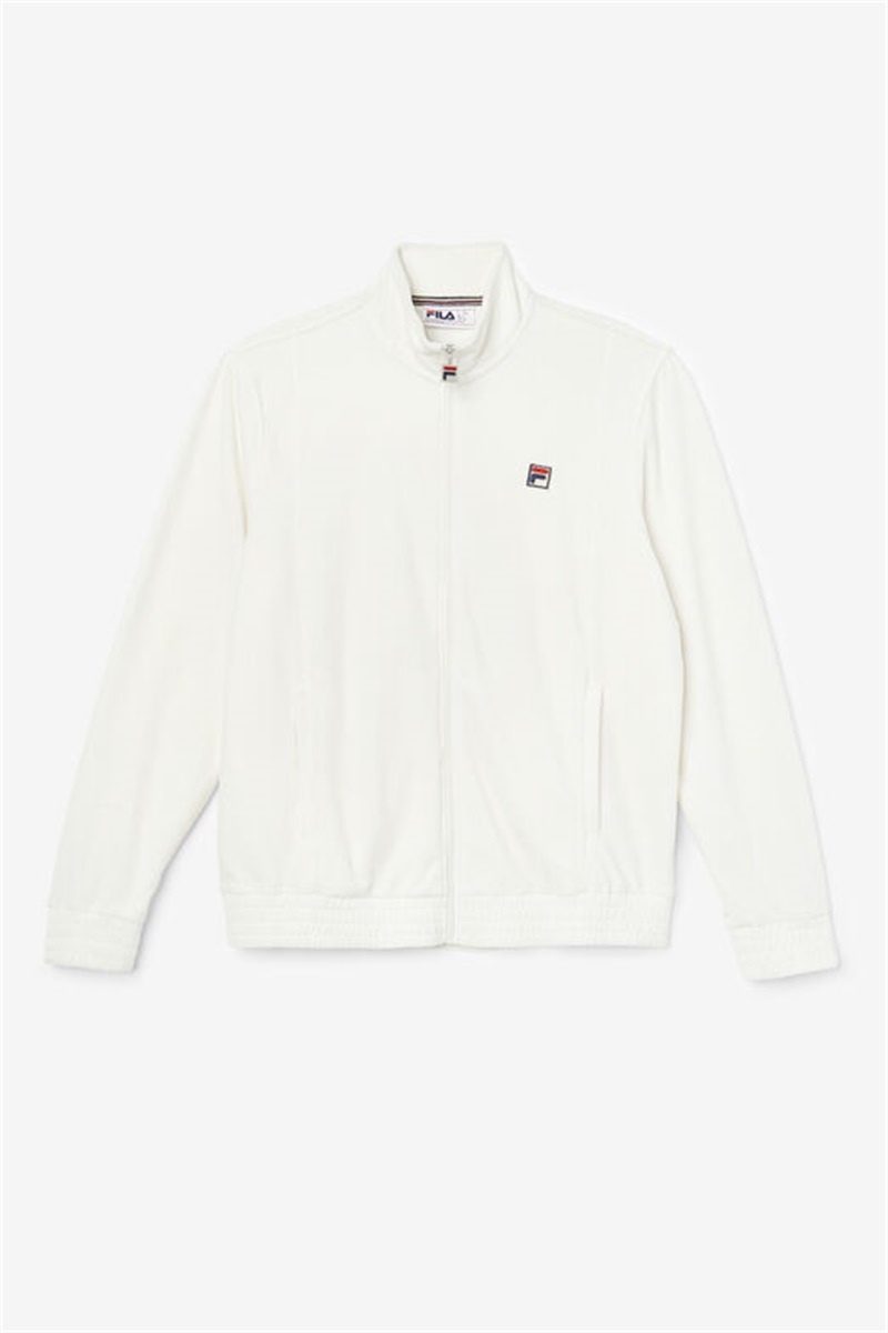 White Men\'s Fila O-Fit Velour Jackets | Saudi Arabia-257048