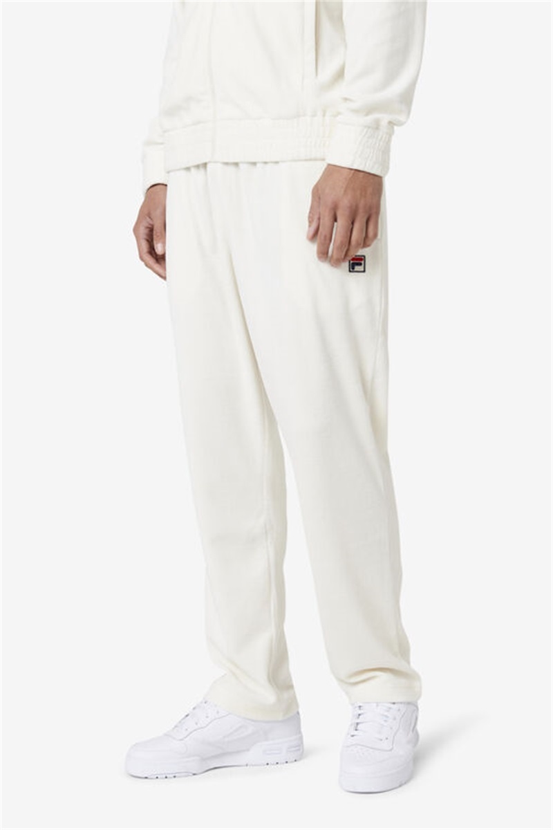 White Men's Fila O-Fit Velour Pants | Saudi Arabia-291587