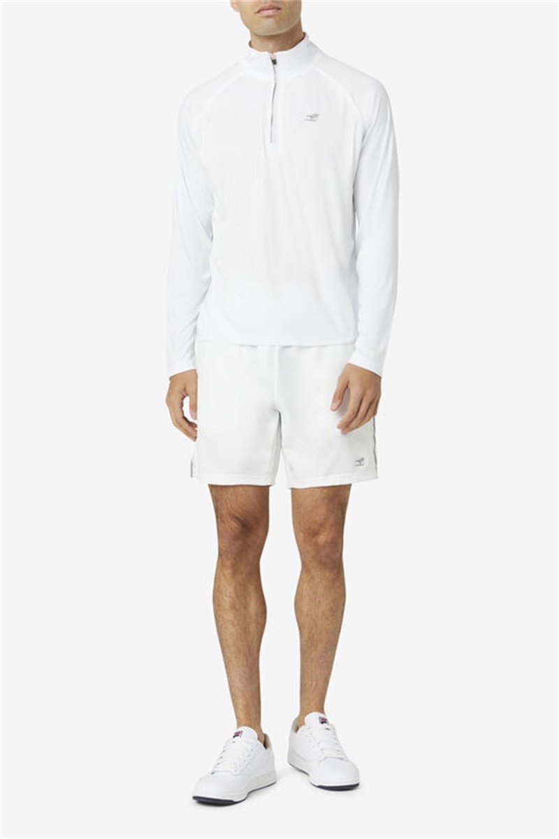 White Men's Fila Pickleball 1/4 Zip Shirts | Saudi Arabia-925836