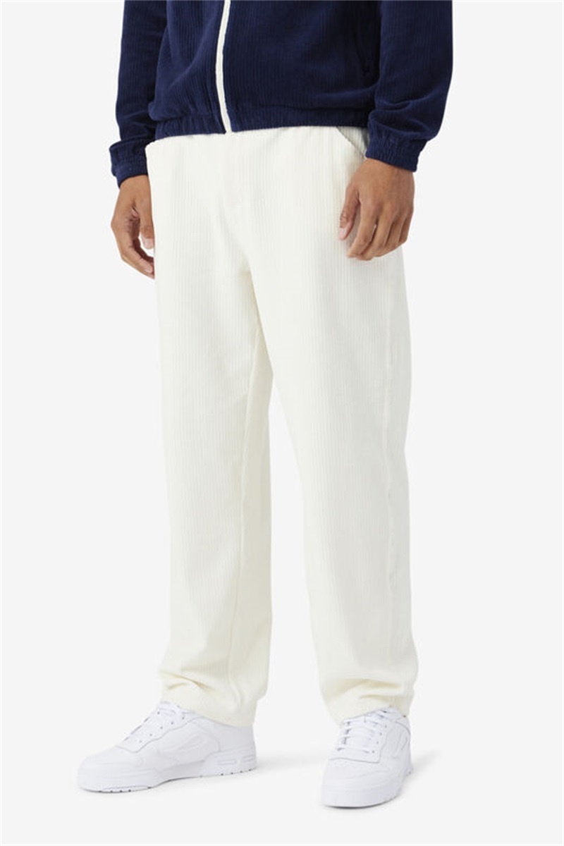 White Men's Fila Pryor Velour Pants | Saudi Arabia-872056