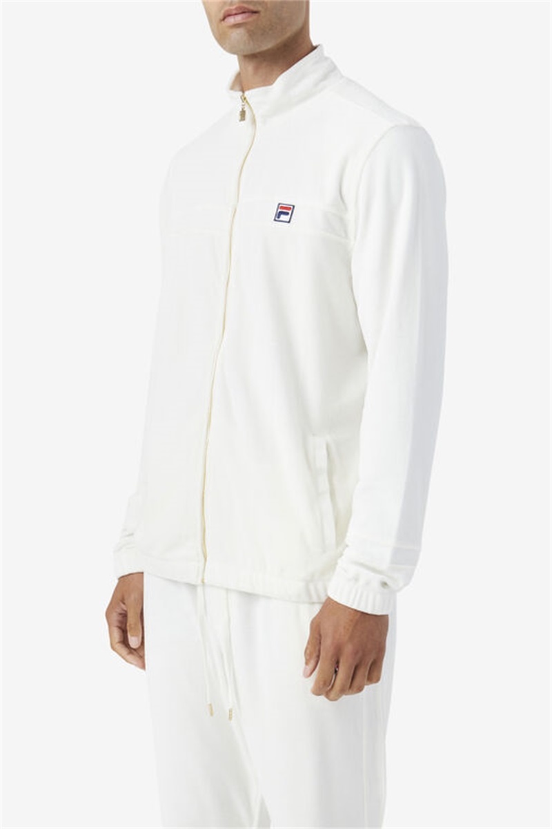 White Men's Fila Ravid Velour Jackets | Saudi Arabia-289361